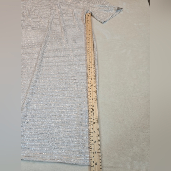 Silver And Sparkly Short Sleeve Dress Perfect For New Years Christmas Engagement - Picture 7 of 7